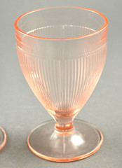 Set of 2 Jeannette Depression Glass Homespun Pink Juice Ftd Tumblers