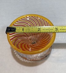 Vintage Hand Blown Red & Orange Swirl Art Glass Shot Glass
