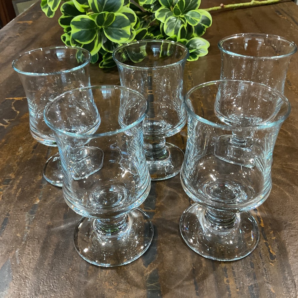 Set of 5 Vintage Holmegaard DANISH SHIPS CLEAR 6″ Water Goblets Signed HG EUC