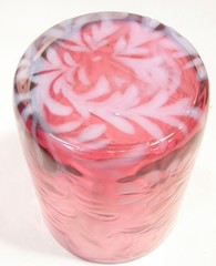 ANTIQUE VINTAGE FENTON DAISY & FERN CRANBERRY OPALESCENT GLASS TUMBLER 3 3/4″