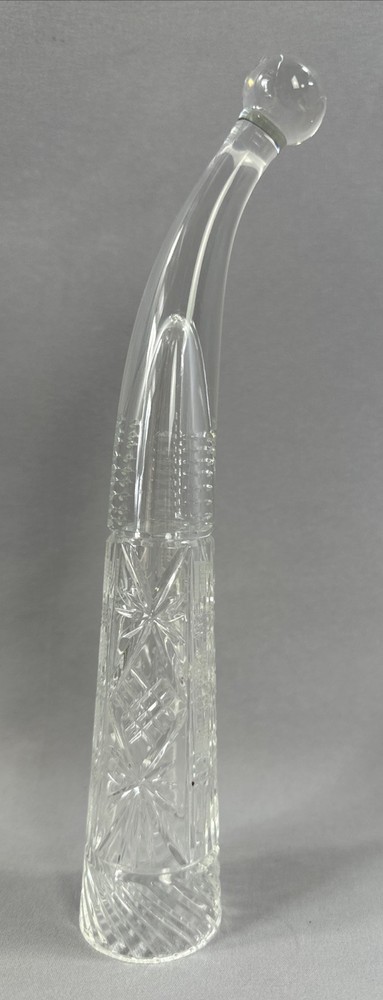 Vintage Russian USSR Lead Crystal Wine Drinking Horn Hand Cut Glass Decorative