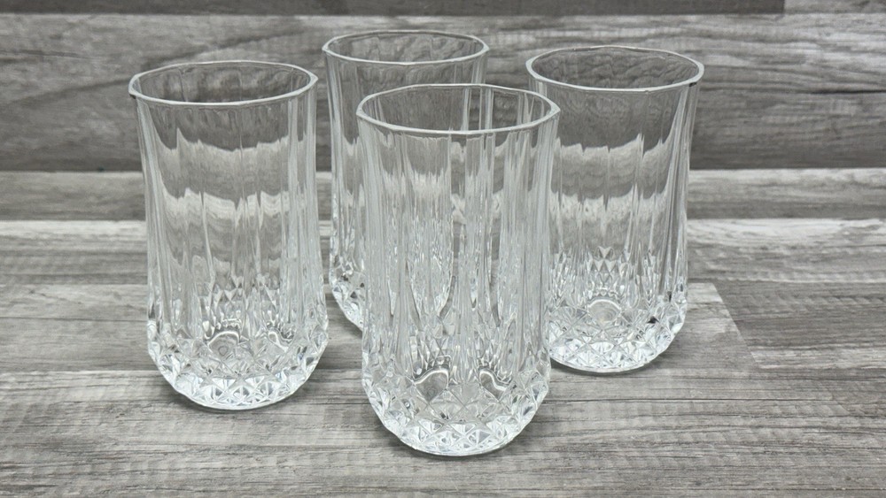 Set 4 Cristal D Arques Longchamp HighBall Tumblers Crystal Glasses 5 3/8″ Tall