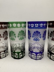 Cut To Clear MCM Tumbler Glasses Set Of 4 Vtg Godinger Shannon Crystal Shell