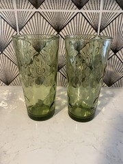 Authentic Hazel Atlas El Dorado Green Bubble Dot Juice Glasses – Set Of 2