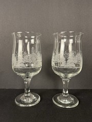 4 Arby’s Winter Wonderland Snow Frosted Trees Water Wine Goblets Libbey Vintage