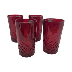 Godinger Double Old Fashioned Red Highball Dublin Glasses Set Of 4