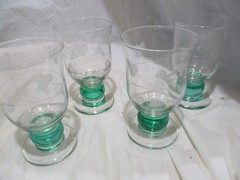 Vintage Irish Shamrock Glasses Set of 4 Shamrock Recipe Barware Green Print 6oz