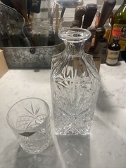 Shannon Crystal Designs of Ireland Whiskey Glasses With Decanter