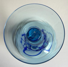 Margarita or Martini Glass Hand Blowen Art Glass, Features Twisted Cobalt Design