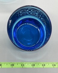 Vintage MCM J Wm Hale Signed Cobalt Blue Lowball Glasses Tumblers Scrolls – Rare