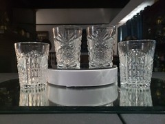 (4) Tumblers, American Brilliant Period cut glass Signed Libbey «new brilliant»