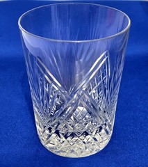 Vtg Bryce Cut Diamond & Fan Clear Crystal Whiskey Tumbler Glass 4″
