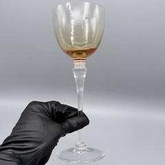 Saint Louis France Crystal Wine Glass Amber Gold Bowl Tall Stem Replacement 9in