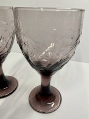 Set Of 2 Vintage Libbey Garden Vine Amethyst Purple Stem Water Goblets 12 oz