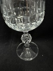 Belfast Bohemia Crystal Wine Glasses Four (4) 5.75″ Cross Cut Faceted Ball Stem