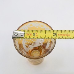 2 NEW Bohemian Mirror Amber Cut To Clear Crystal Cordial Shot Glasses SHIPS FREE