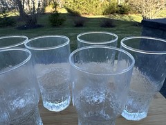 Indiana Glass Glacier MCM Crystal Ice Texture Stack Bar Tumbler 5-3/4″ ~7 Pc Set