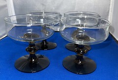 Libbey Tawny Accent Champagne Tall Sherbet Glass Smoke Brown Footed Set of 4 EUC