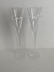 WATERFORD Crystal WISHES LOVE & ROMANCE Set of 2 Champagne Flutes