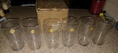 NEW IN BOX Set Of 6 Vintage Etched Sasaki Bamboo Pattern Juice Glasses 4 7/8″ T