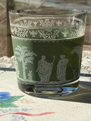 Jeanette Wedgewood Grecian Green Jasperware Glasses 3.15″ Diameter ~3.25″ Tall