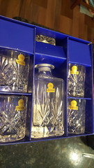 ONEIDA CAPRI COLLECTION Lead Crystal Decanter + Double Old Fashioned Glasses Set