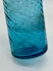 4 Vintage Handblown Turquoise Aqua Teal Blue Swirl Tall Drink Tumblers 12 oz