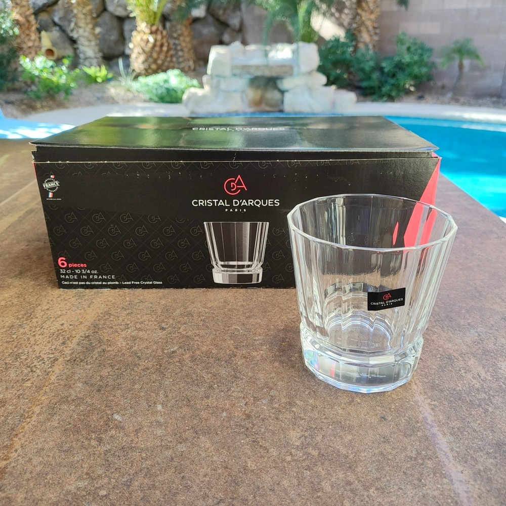 Cristal d’Arques Tumblers – Box of six 10 3/4 oz Glasses Paris France