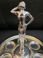 Rare 1920s Art Deco Shot Lady Glass Holder By Faber Chrome NY