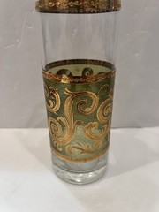 Culver Toledo Green Gold Swirl Stunning Large Matching Pitcher MCM