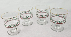 Set of 4 Vintage Libby Windswept Etched Leaf Stemmed Glassware Champagne Sorbet