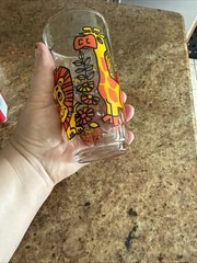 Vintage Hazel Atlas Sour Cream Glass Zoo Safari Jungle Animals Yellow & Orange
