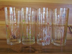 Set of 4 Vintage «Friends» Themed Positive Sayings Heavy Glass Tumblers EUC!
