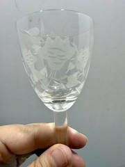 Vintage Set of 3 Etched Cordial Glasses Leaf & Dot Pattern MCM 5.2 in Tall