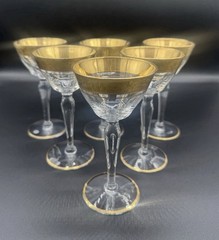 VTG Tiffin Franciscan Rambler Rose Champagne Glasses Set Of 6