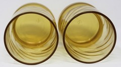 Set of 2 MCM Harvest Gold Optic Swirl Tumbler Drinking Glasses 3.75″ Footed 8oz