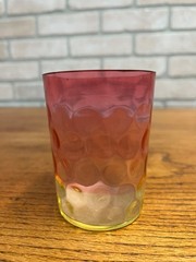 Scarce Antique Hobbs Inverted Thumbprint Amberina / Rubina Verde Glass Tumbler