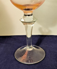 3 Aurora Rose Wine Glasses Denby/ Krosno 7 in Clear Stem/Delicate Rose Blush Top