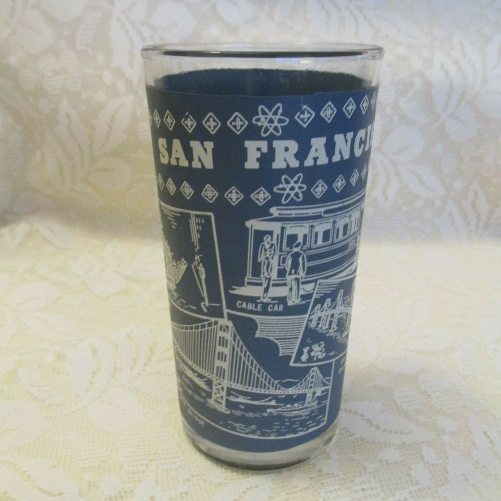 Vintage Frosted Souvenir Glass -San Francisco