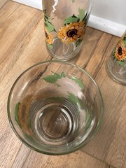 Drinking Glasses Tumbler Highball Sunflower Vintage Floral Set Of 4 Summer Fall