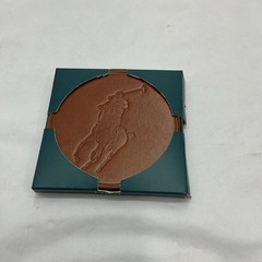 RARE RALPH LAUREN POLO PLAYER HORSE LOGO BROWN LEATHER BAR DRINK GLASS COASTERS