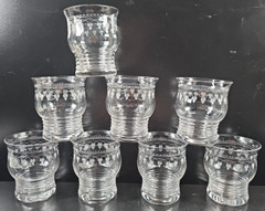 8 Stuart Crystal Dash Dot Tumblers Set Depression Clear Cut England Antique Lot