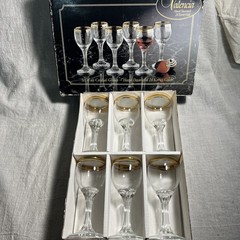Set of 6 Valencia Hand Decorated 24K Gold Cordial Glasses
