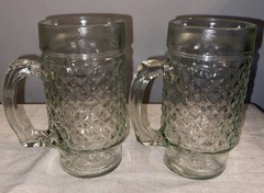 Vintage 1940s Anchor Hocking Quilted Diamond Point Beverage Tumblers Set of 2