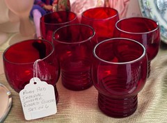 Set Of 6 Imperial glass Shaeffer Ruby Red vintage tumblers