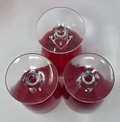 Set Of 7 Bryce Aquarius Ruby Red 5-3/4″ Crystal Water Goblets With Diamond Stem
