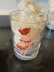 Complete set of HILDA COCKTAIL GLASSES 1968 plump pinup girl by Duane Bryers