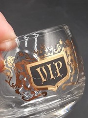 VIP MCM ROLY POLY Glasses Set oF 8 Black/Gold MCM Bar Cocktail Glasses Small