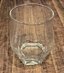 Vintage Clear Glass Hexagon Base Tumbler Flared Rim Barware Juice Glass