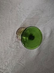 Vintage Imperial Cordial Iridescent Green Carnival Glass Grape & Vine 4″ Goblet